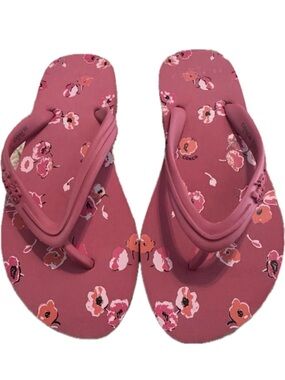 Coach Pink Floral Rubber Flip Flops 7.5